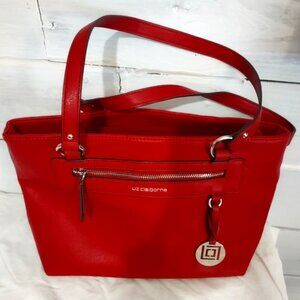 Liz Claiborne Vintage Red Tote Bag Purse